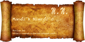 Manák Nimród névjegykártya